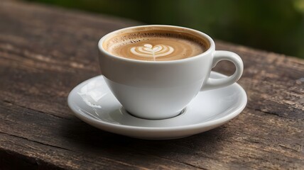 Fototapeta premium cup of coffee on wooden table