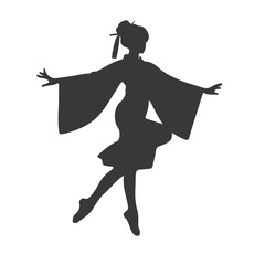 Silhouettes of dancers of Japanese theater Kabuki and silhouettes of geisha, Japanese dancer silhouettes