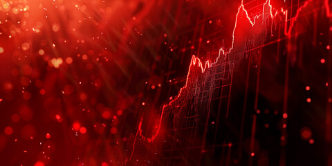 Finance crisis or economy recession. Inflation, unemployment rise, debt increase or market collapse concept. Red graph rising