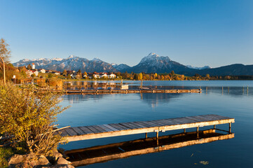 Lake Hopfensee near Füssen is one of the most popular destinations in Bavaria