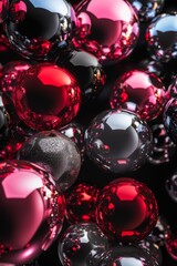 Red balls on black Background. postcard, banner, Design
