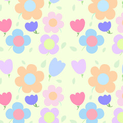 seamless pattern with flowers.
Seamless picture of flowers in a cute style, used as backgrounds, wallpapers, patterns.