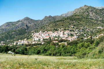 Fototapeta premium The village of Pietralba on the French Mediterranean island of Corsica