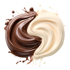 Chocolate splash isolated on white background, Chocolate and vanilla spiral wave