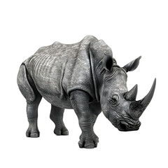 Obraz premium Stylized 3D Gray Rhinoceros on White Background
