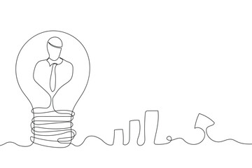 Sketch outline concept minimal business man in drawing continuous line art. male business concept success talent hand drawn with white ioslated background. Abstract,vector,illustration.