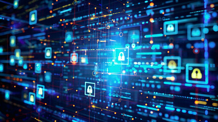 Graphic representation of secured data transfer showcasing encrypted files being securely transmitted between devices over a network ensuring confidentiality and integrity of information 
