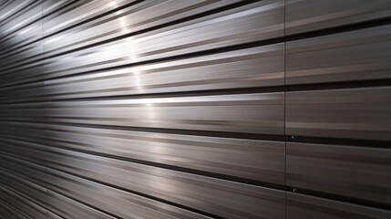 Screen wall with a continuous linear pattern in brushed aluminum, providing a sleek and contemporary look
