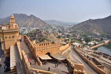 Amber Fort and Palace is the most famous landmark in Jaipur, India