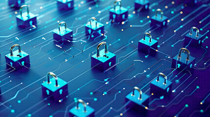 Information security and cyber security concept encryption and secure access symbols protecting user data and ensuring secure Internet access 