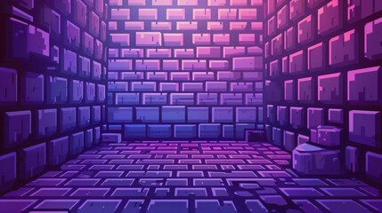 Obraz premium Screen wall with a pixel art design, using small, square tiles to create a retro video game aesthetic