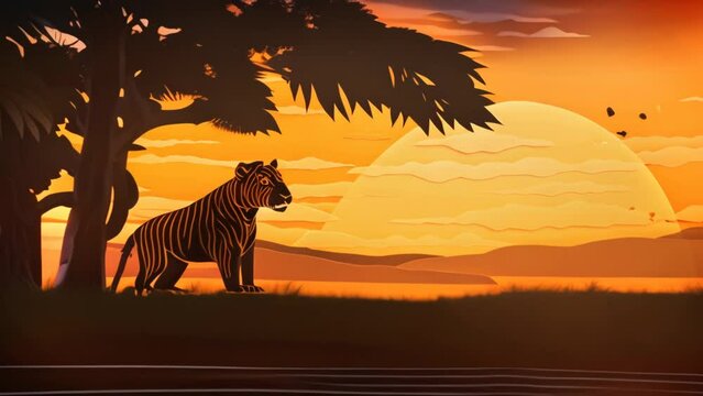 leopard on sunset