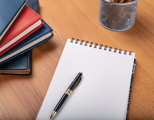 開かれたノートと積まれた本