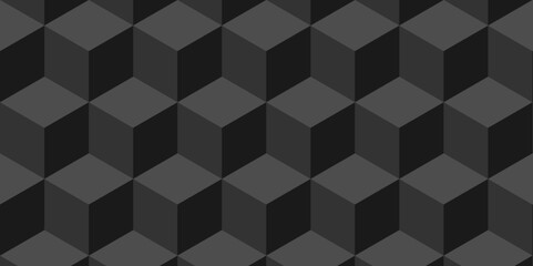 Minimal abstract dark black background from cubes victor art. Geometric tiles and mosaic creative stylish seamless pattern block cube background. minimal hexagon Cubes mosaic shape vector design
