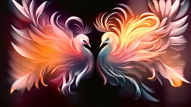 two swans in the night