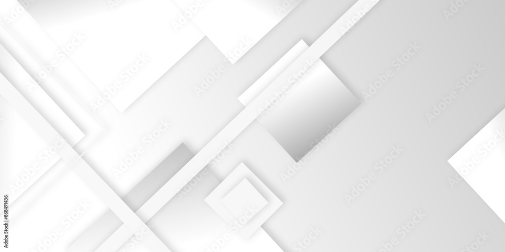 Aufkleber abstract white and gray square shape line background with futuristic technology minimal subtle verti