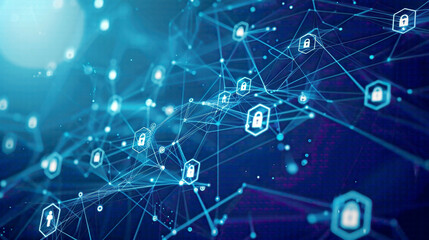 Virtual screen illustrating cyber security information privacy and data protection internet and technology theme with lock icons and digital connections 