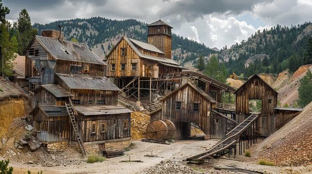 A dilapidated old house sits in a barren desert landscape. Colorado's mining history.