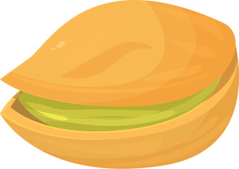 Delicious pistachio nut with opened shell, revealing the tasty green core
