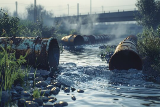Rusty Pipes Discharging into a Stream