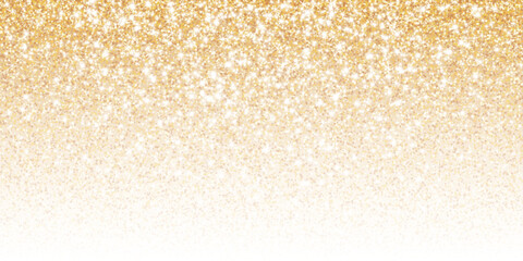 Golden glitter lights ombre background. Sparkling glittering rain effect. Celebration backdrop for Christmas, wedding, birthday party. Luxury metallic frame, border. Vector. © Olga Prozorova