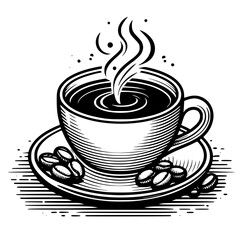 cup of coffee with beans