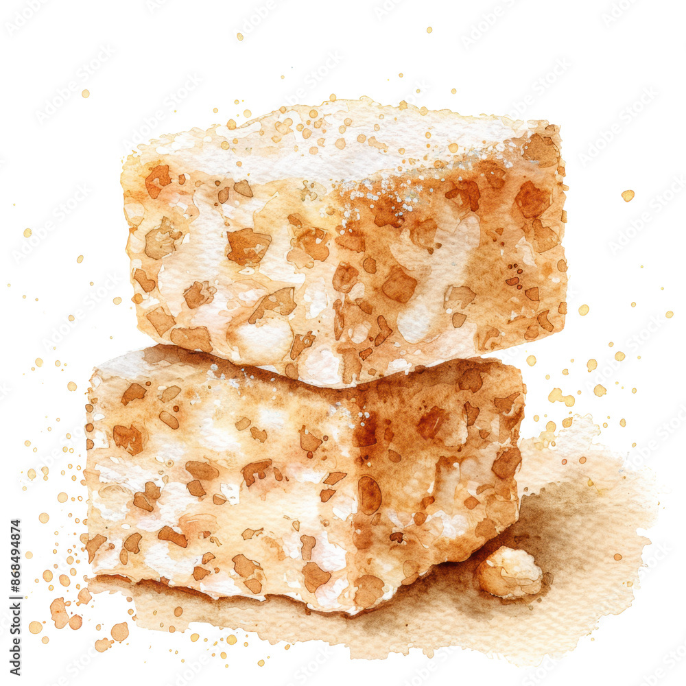 Poster watercolor painting of halva isolated on a transparent background.