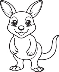 Cute Kangaroo Doodle Coloring Cartoon Character