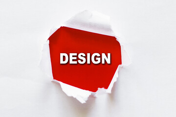 White Paper With Red Torn Edge Revealing Design Text