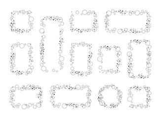 Soap bubble frame. Coloring Page. Ball decoration. Vector drawing. Collection of design elements.