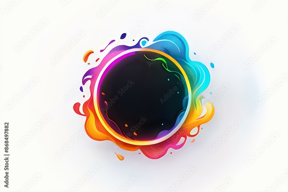 Poster vibrant abstract circular design with colorful gradients and fluid shapes, perfect for logos, modern