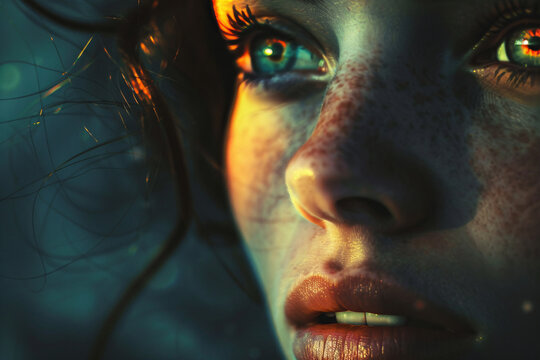 A face lit with the soft glow of nostalgia, eyes gazing into the distance