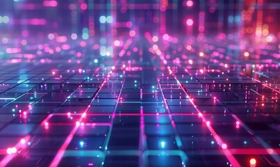 Fototapeta premium Geometric neon grids