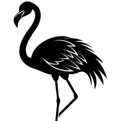 flamingo silhouette black vector art in white back