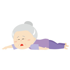 床に這いつくばるシニアの女性3