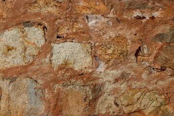 Background concept - stone and mortar wall, part of of building constructed by convict labor in approximately 1870, town of Toodyay, Wheatbelt region, Western Australia
