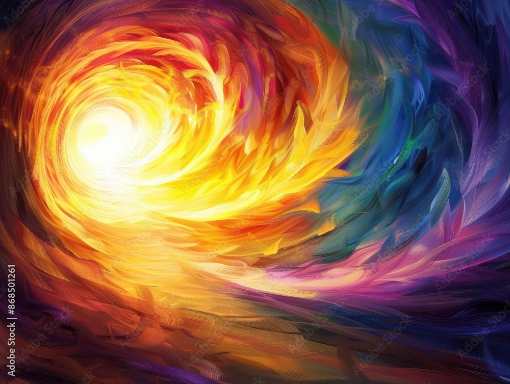 Wall mural radiant golden light emanating from empty tomb abstract swirls of vibrant colors spiritual symbolism