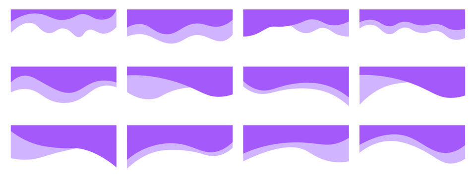 Collection of dividers shape templates. Modern separator header for website and app. Curve lines, wave collection of abstract design element for top and bottom page web site