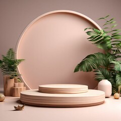 wooden showcase with pink plants