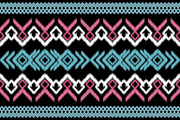 Geometric, seamless, traditional ethnic, ikat pattern, fabric pattern for textiles, rugs, wallpaper, clothing, sarong, batik, wrapping, embroidery, print, background, cover, illustration.