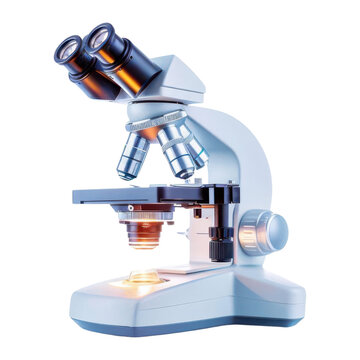 Detailed view of a modern laboratory microscope, perfect for scientific research, education, and medical applications.