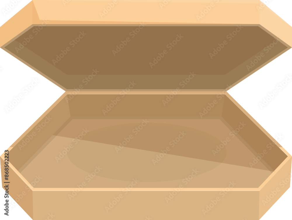 Poster octagonal cardboard box open, revealing an empty interior, creating a sense of anticipation and poss