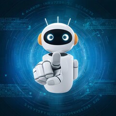 Cyber digital world android robot pointing finger computer coding AI chatbot background futuristic future digital technology artificial intelligence automated. Computer programming knowledge concept S