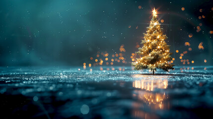 Fototapeta premium Christmas tree background sparkling at night