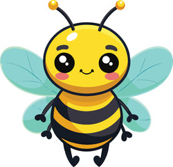 Honey bee illustration set: top view, flying side view.