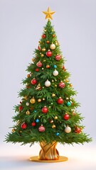 3D Christmas tree. White background. Generative AI
