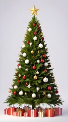 3D Christmas tree. White background. Generative AI