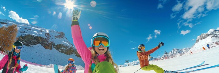 Immerse yourself in an exhilarating winter adventure while skiing and snowboarding on stunning alpine slopes with loved ones, creating cherished memories during your holiday getaway