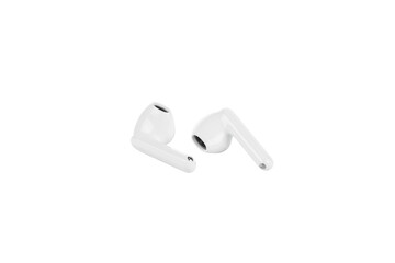 White headphones wireless earphones isolated on white background with clipping path.