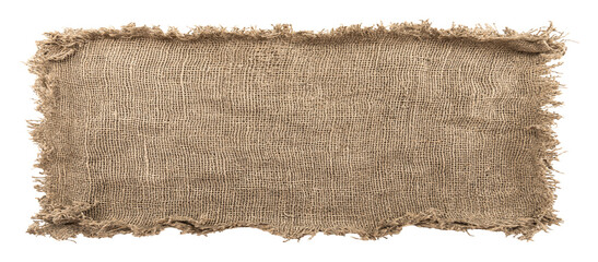 Burlap texture. A piece of torn burlap on a white background. Canvas. Packing material